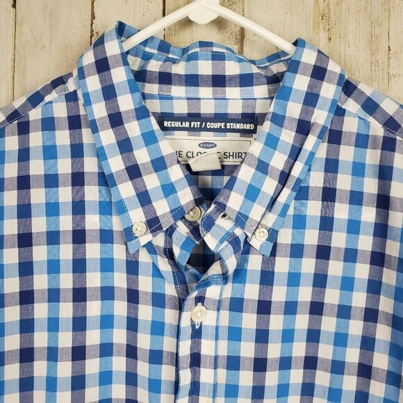 Old Navy Button Down Shirt Blue Check Size XL - Picture 4 of 11